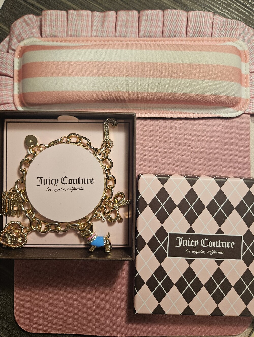 Juicy Couture Pink & Gold Toned Charm Bracelet NWT
